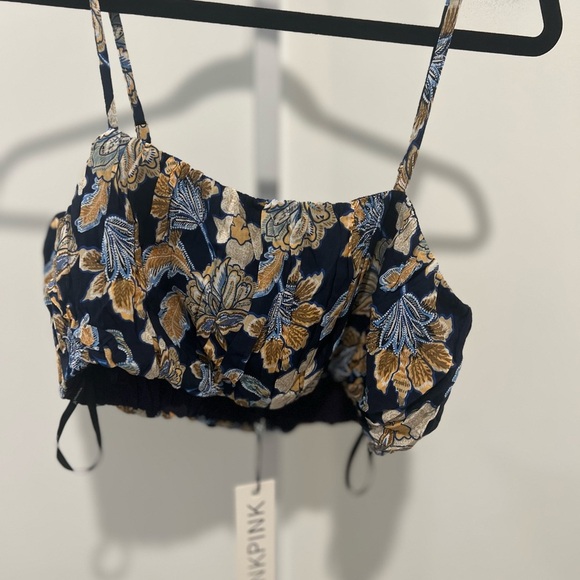 MINKPINK Blue Floral Crop Top - Picture 3 of 4